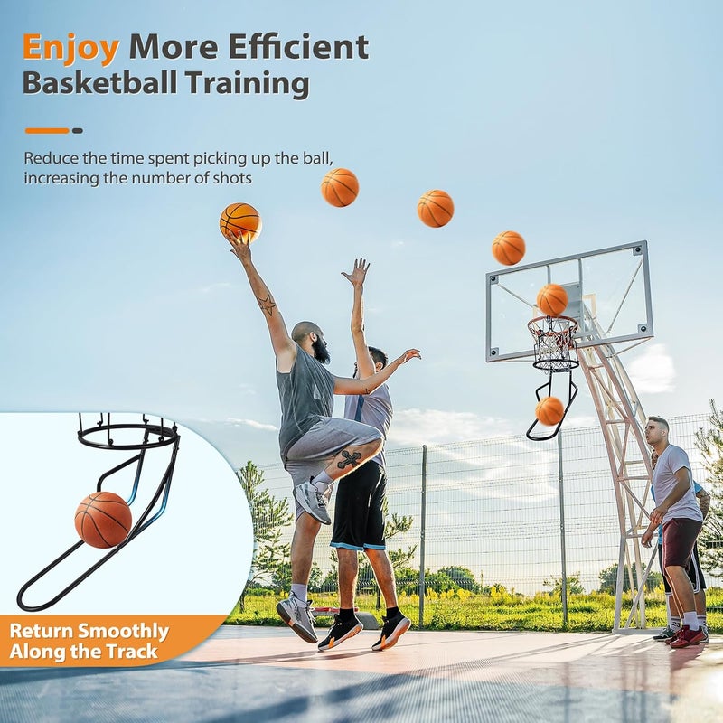 GADFISH Basketball Return Attachment, Heavy Duty Basketball Rebounder with 3 Stable Large Hooks, Durable Basketball Accessories for 18" Rim Basketball Training, Black - Image 2